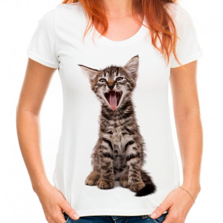 koszulka z kotem damska