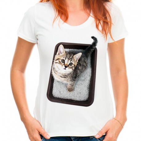 koszulka z kotem damska