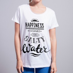 koszulka happiness comes in salty water