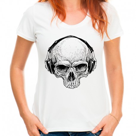 Koszulka damska z czaszką w słuchawkach