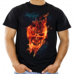 Koszulka męska z płonącą czaszką 