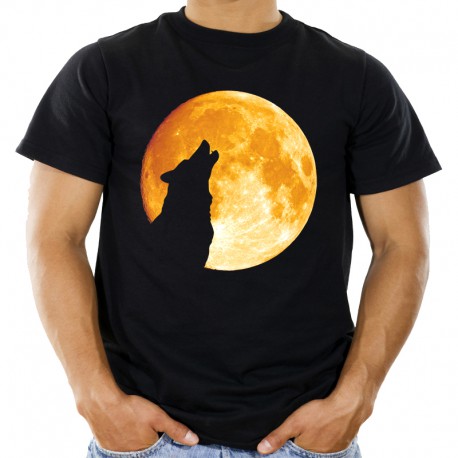 T-shirt z wilkiem i księżyc