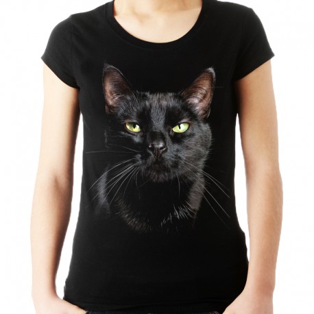 Koszulka z czarnym kotem