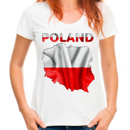 Koszulka z mapą Polski napisem Poland