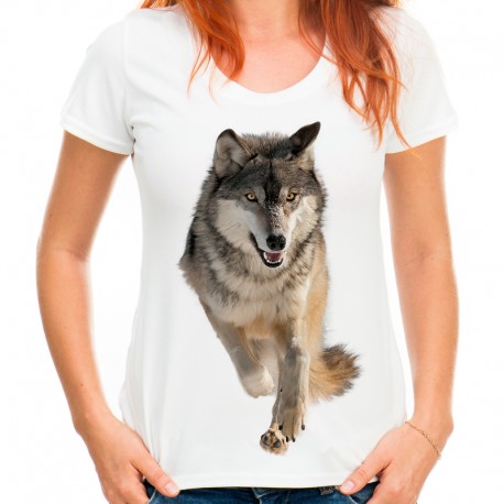 Koszulka damska z wilkiem szarym
