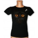 t-shirt czarny z głową kota 