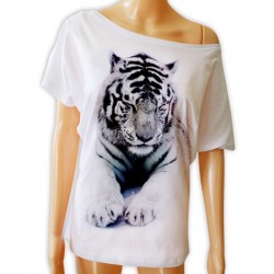 Bluzka damska z białym tygrysem